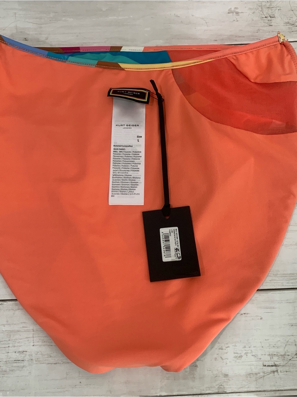 Kurt Geiger Kensington Cut Out Briefs Bikini Bottom Large Psychedelic High Waist - Picture 14 of 16